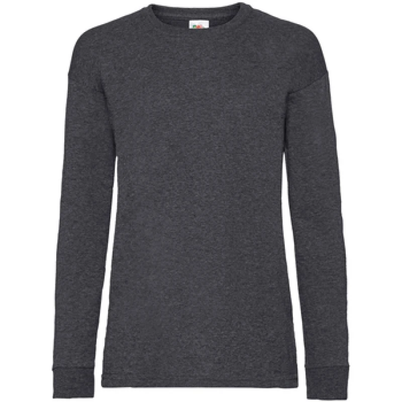 Image of Fruit of the Loom Value Long-Sleeved T-Shirt in Grey Size: 12-13 Years Grey Unisex 12-13 Years