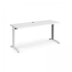Image of TR10 straight desk 1600mm x 600mm - white frame and white top