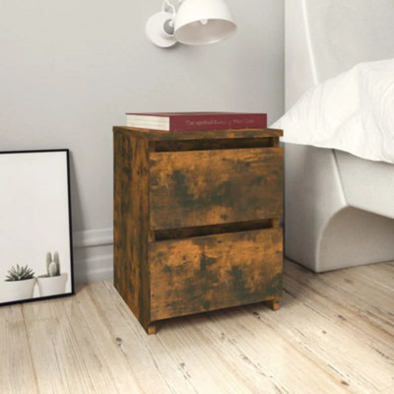 Image of Vidaxl Bedside Cabinets 2 Pcs Smoked Oak 30X30X40 Cm Engineered Wood, Brown 815328