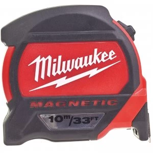 Image of Milwaukee Premium Magnetic Tape Measure Imperial Metric 33ft 10m 27mm