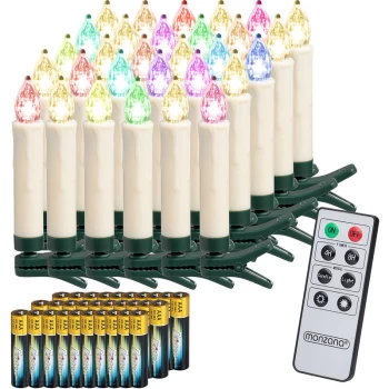 Image of Christmas Tree LED Candles Lights Clip On Fairy String Warm White Decor Battery Flameless Realistic Electronic 30 Pieces / Multicoloured + Batteries