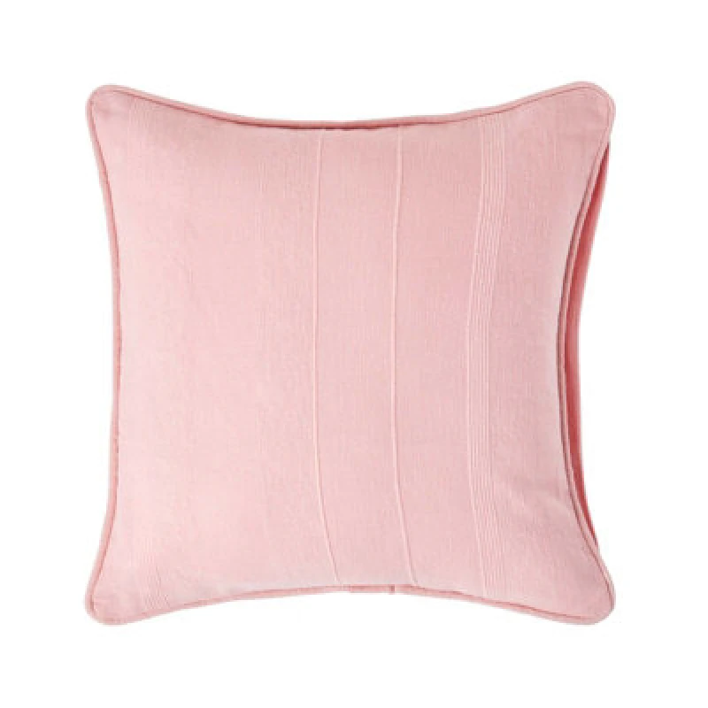Image of Homescapes Cotton Rajput Ribbed Pink Cushion Cover, 45 X 45 Cm