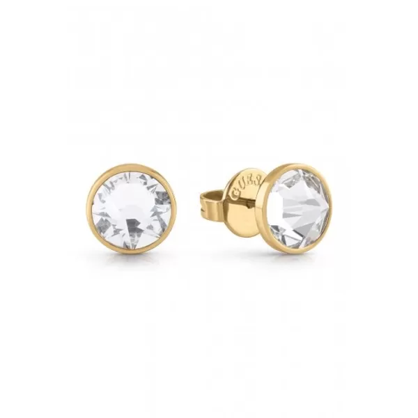Image of Mens Gold Plated 8mm White Crystal Stud Earrings UME01343YG