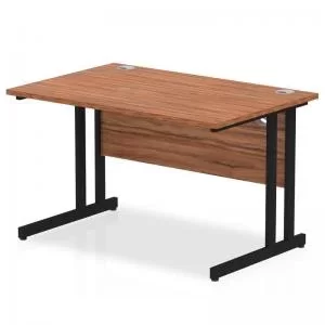 Image of Impulse 1200 x 800mm Straight Desk Walnut Top Black Cantilever Leg