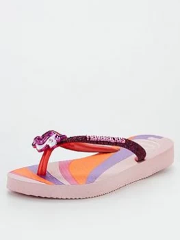 Image of Havaianas Slim Glitter II Unicorn Flip Flop Sandals - Pink, Size 3-4 Older