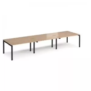 Image of Adapt sliding top triple back to back desks 4200mm x 1200mm - black