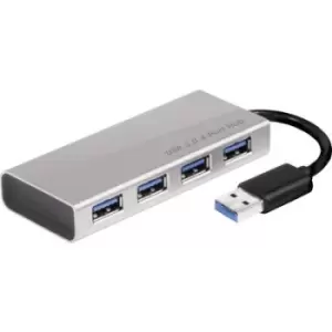 Image of club3D CSV-1431 4 ports USB 3.2 1st Gen (USB 3.0) hub Aluminium casing, + quick-charge port Aluminium (brushed)