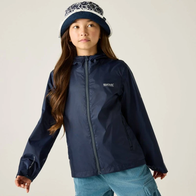 Image of Regatta Lever Hooded Waterproof Jacket in Mid Navy Size: 15-16 Years Mid Navy Unisex 15-16 Years