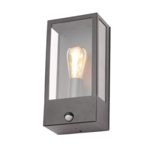Image of Zinc MINERVA Outdoor Box Lantern with PIR Sensor Black