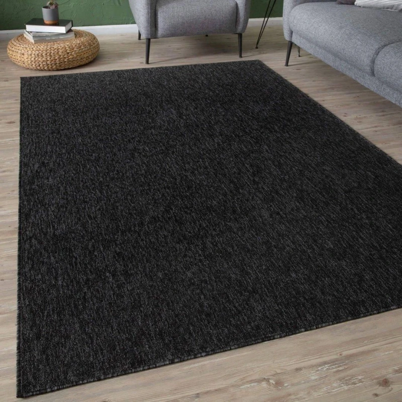 Image of THE RUGS Flex Collection Solid Design Low Pile Living Room Rugs in Dark Grey 1000DG Size: 160cm x 230cm Dark Grey Unisex 160cm x 230 cm