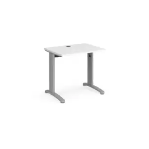 Image of TR10 straight desk 800mm x 600mm - silver frame and white top