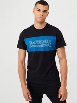 Image of Barbour International Panel Logo T-Shirt - Black, Size L, Men