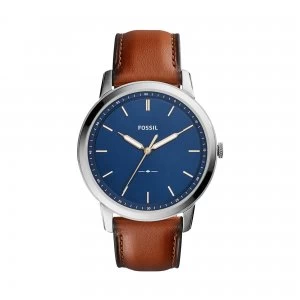 Image of Fossil Blue And Brown 'Minimalist' Classical Watch - FS5304 - multicoloured