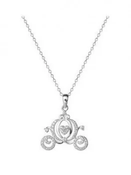 Image of Disney Princess Cinderella Sterling Silver Crystal Carriage Pendant Necklace, One Colour, Women