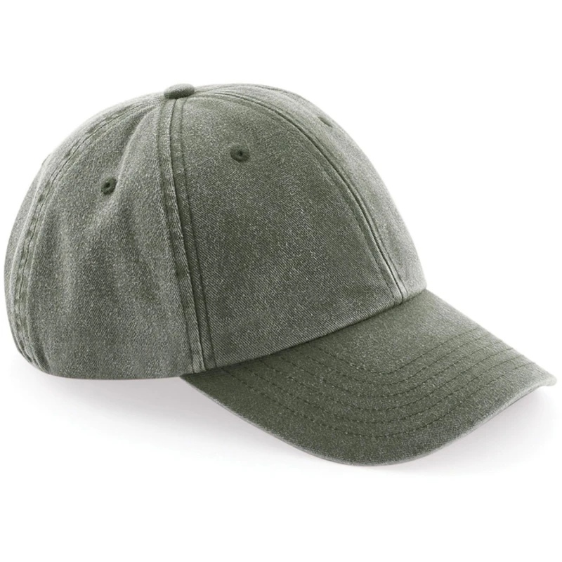 Image of Beechfield Beechfield Low Profile Vintage Denim-Look Cap in Olive Olive One Size Unisex 5057520206486