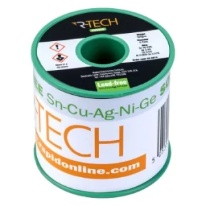 Image of R-TECH 856874 Lead-Free Sn-Cu-Ag-Ni-Ge Solder 22SWG 0.7mm 0.5kg