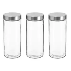 Image of Set of 3 Screw Top Lid Glass Storage Jars Clear