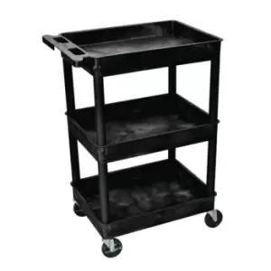 Image of Slingsby Heavy Duty Three Tier Plastic Tray Trolley, Black