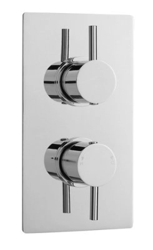 Image of Balterley Round Concealed Twin Thermostatic Shower Valve 1 Outlet Chrome in Silver Silver Unisex