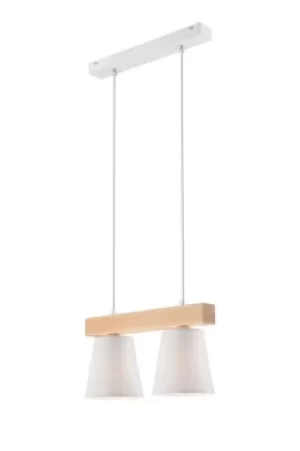 Image of Enrico Bar Pendant Ceiling Light With Fabric Shades, White, 2x E27