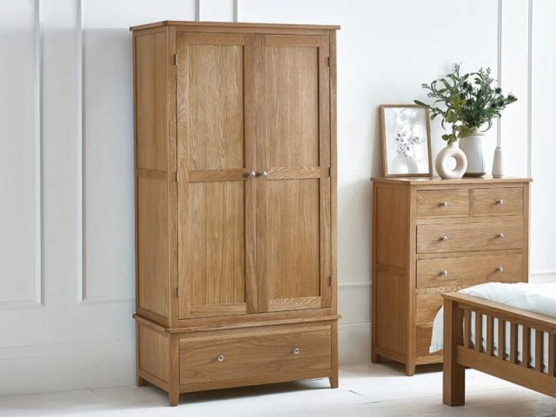 Image of Julian Bowen Mallory Oak 2 Door 1 Drawer Wardrobe