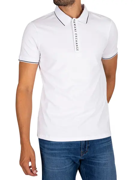 Image of Armani Exchange Tipped Polo Shirt White XL