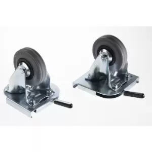 Image of ZARGES Clip-on castor set, 2 fixed castors, wheel Ø 100 mm