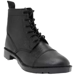 Image of Grafters Mens 6 Eye Grain Leather Cadet Boots (8 UK) (Black)