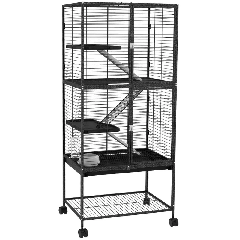 Image of PawHut Ferret Cage 136cm Rolling Small Animal Cage, Grey D51-423V01CG