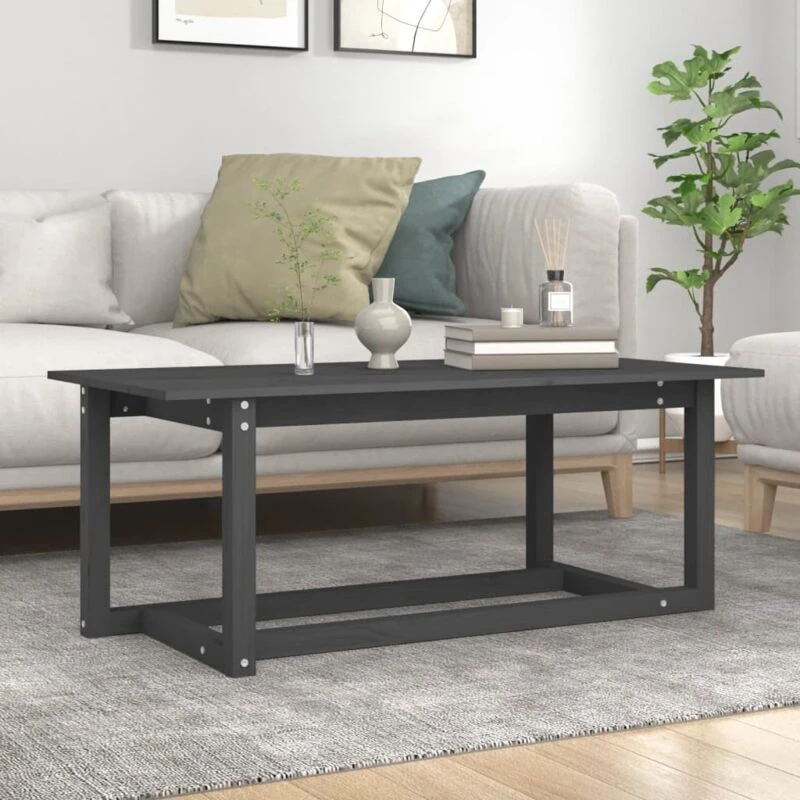 Image of Vidaxl Coffee Table Grey 110X55X45cm Solid Wood Pine, Grey 822169