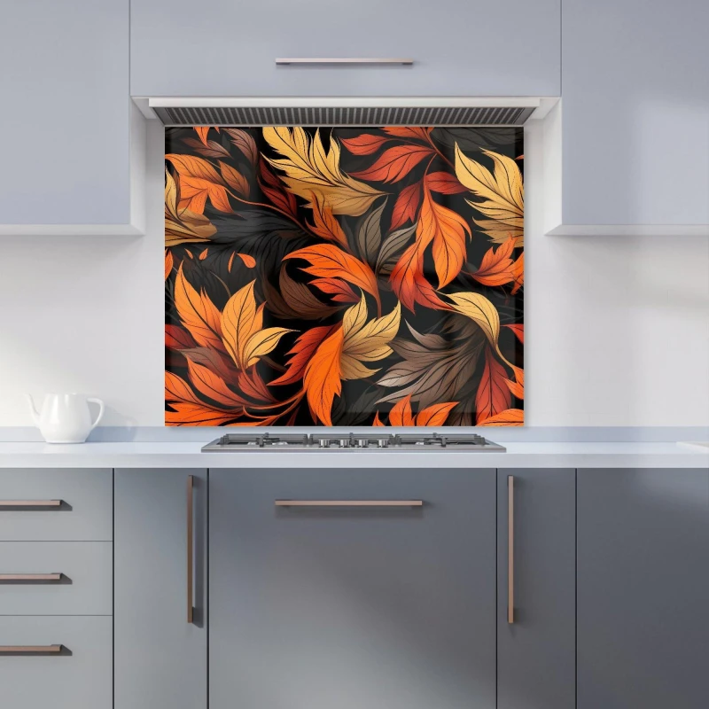 Image of Warren Reed - Designer Autumn Leaves Design Kitchen Splashback in Orange Size: 700mm x 650mm Orange Unisex 700mm x 650mm