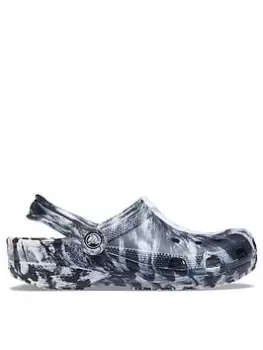 Image of Crocs Crocs Classic Marbled Clog Flat Shoes, Black/White, Size 5, Women