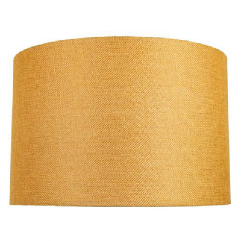 Image of Happy Homewares Contemporary And Sleek 12" Ochre Linen Fabric Drum Lamp Shade 60W Maximum