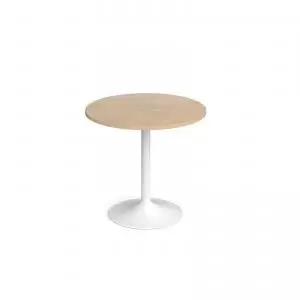 Image of Genoa circular dining table with white trumpet base 800mm - kendal oak
