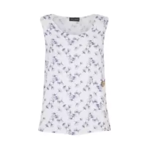 Image of James Lakeland Print Linen Sleeveless Top - White