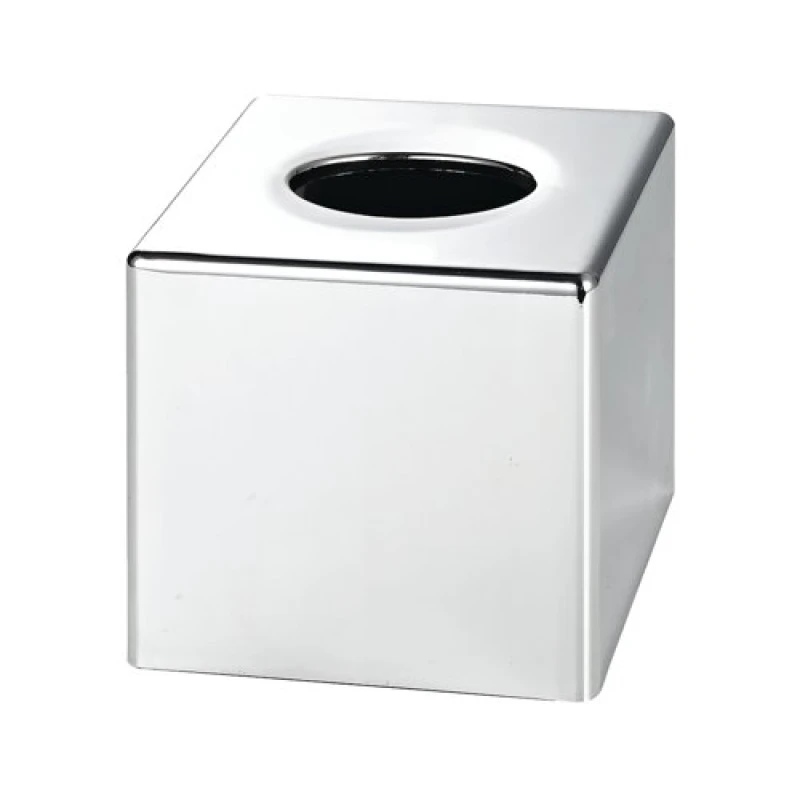 Image of Devon Cube Tissue Box Holder Chrome (Pack of 6) 4458