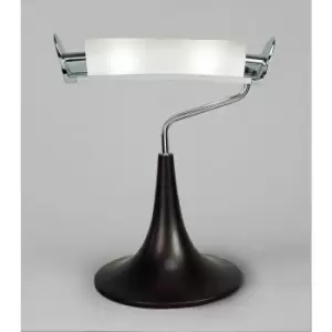 Image of Zira Table Lamp 2 G9 Bulbs, Polished Chrome/White Frosted Glass/Wenge