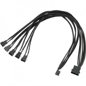 Image of PC fan Y cable [5x PC fan plug 4-pin - 1x PC fan socket 4-pin, IDE power plug 4-pin] 45.00cm Black Akasa