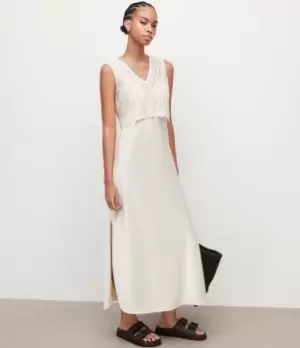 Image of AllSaints Womens Cass 2-In-1 Dress, Artic White, Size: M