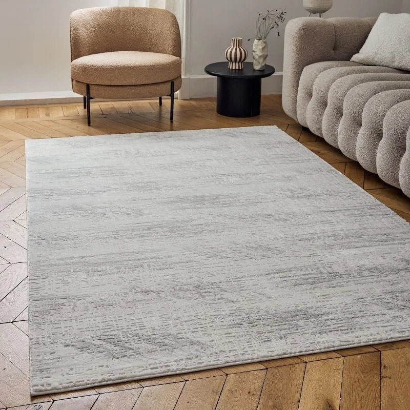 Image of THE RUGS Carmel Modern Area Rugs & Runners Abstract Design Soft Pile in Grey Size: 80cm x 150cm Grey Unisex 80cm x 150 cm