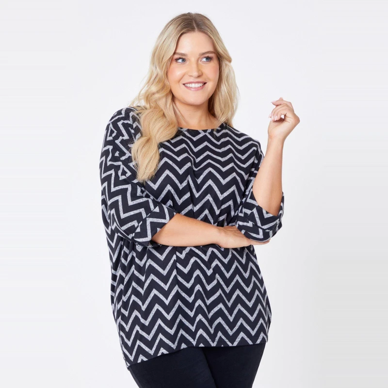 Image of Be You Supersoft Zag Tunic - Black 12
