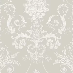 Image of Laura Ashley Josette White/Dove Grey Wallpaper
