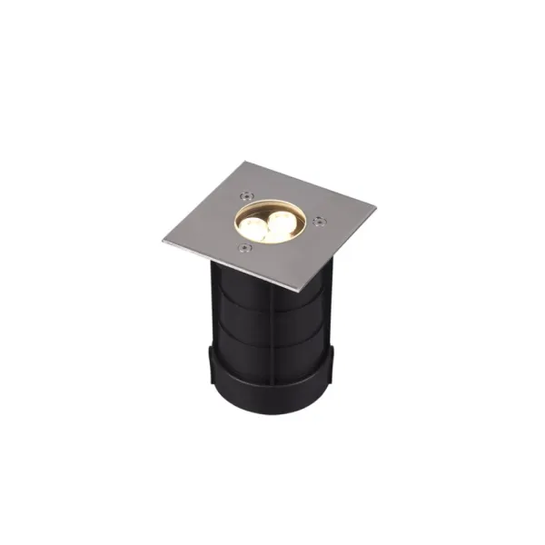 Image of Belaja Modern 14cm Outdoor Square Recessed Ground Light Nickel Matt 3000K IP65