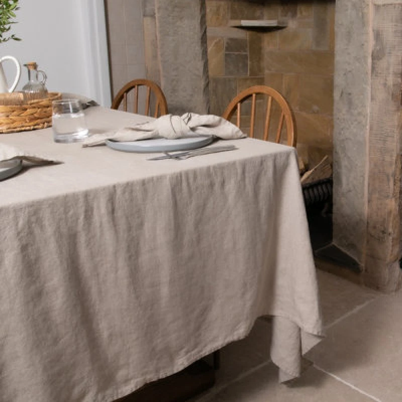 Image of Native Natural Elegant Natural Pure Linen Dining Tablecloth Natural Unisex