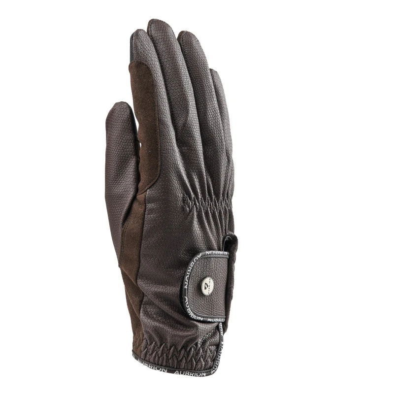 Image of Aubrion Stadium Synthetic Leather Riding Gloves in Brown Size: Small Brown Unisex S