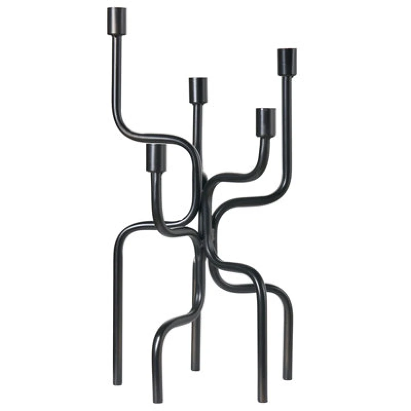 Image of Beliani Candle Holder Porrtela Metal 50 Cm Black