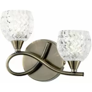 Image of Loops - LED Twin Wall Light Twist Arm Antique Brass Glass Pattern Dimming Lamp Lighting