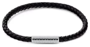 Image of Calvin Klein 35000101 Black Leather and Stainless Steel Jewellery