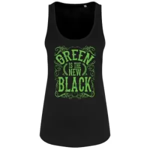 Image of Grindstore Womens/Ladies Green Is The New Black Tank Top (S) (Black/Green)