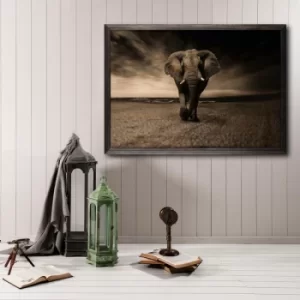 Image of Strong Elephant Multicolor Decorative Framed Wooden Painting